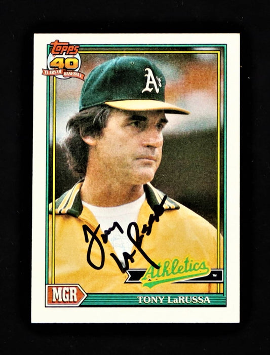 Tony LaRussa Signed 1991 Topps #171 MG (JSA)