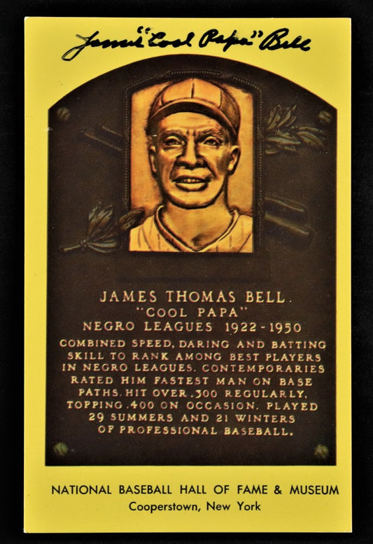 James "Cool Papa" Bell Signed Hall of Fame Plaque Postcard (Beckett)