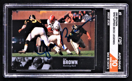 Jim Brown Signed 1997 Upper Deck Legends #2 (CPG & Beckett 10)