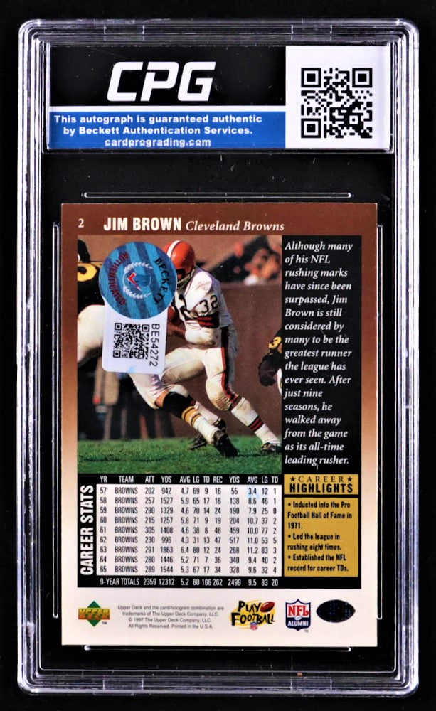 Jim Brown Signed 1997 Upper Deck Legends #2 (CPG & Beckett 10)