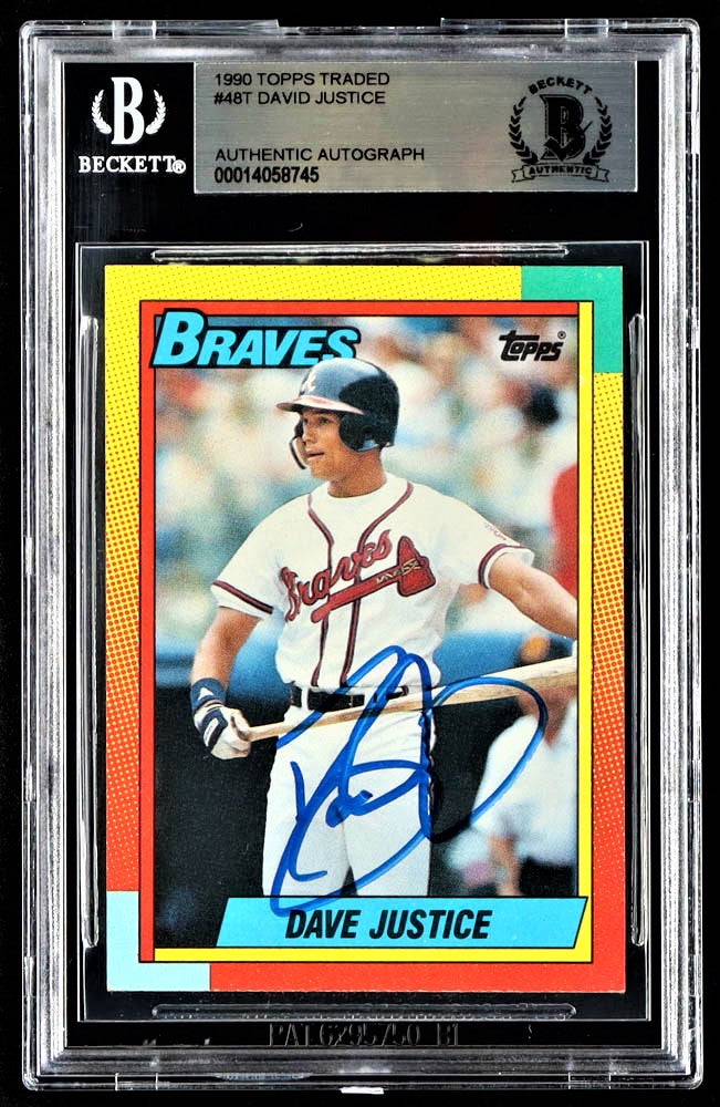 David Justice Signed 1990 Topps Traded #48T RC (BGS)