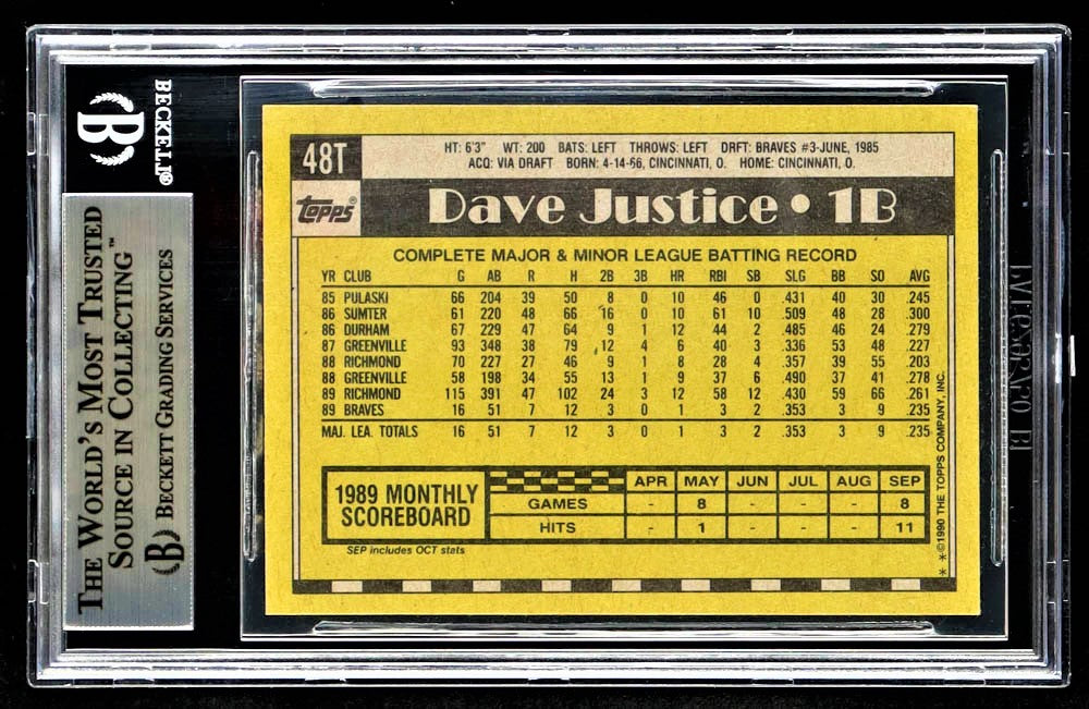 David Justice Signed 1990 Topps Traded #48T RC (BGS)