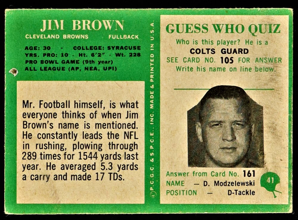 Jim Brown 1966 Philadelphia #41