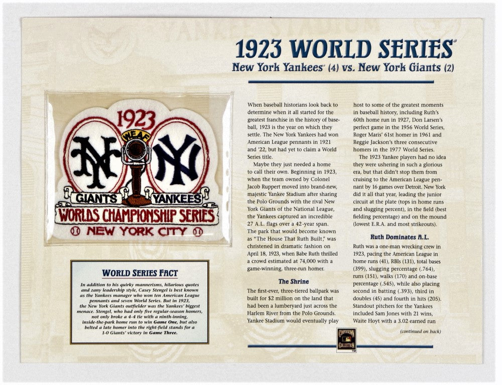 1923 World Series 9x12 Patch Display