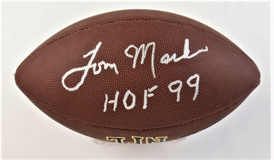 Tom Mack Signed NFL Football Inscribed "HOF 99" (JSA)