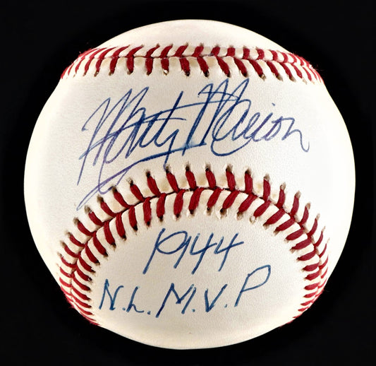 Marty Marion Signed ONL Baseball Inscribed "1944 N.L. M.V.P." (PSA)