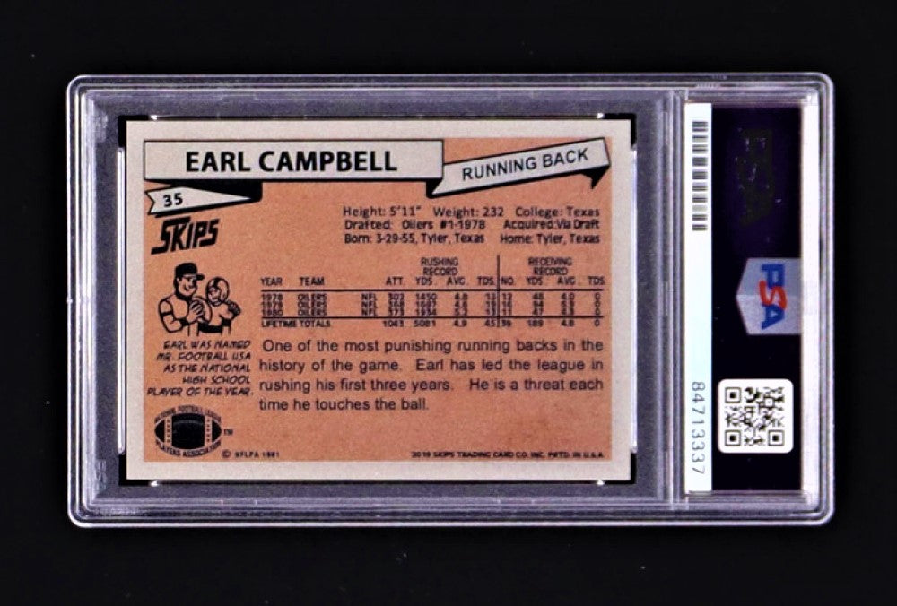 Earl Campbell Signed Trading Card (PSA)