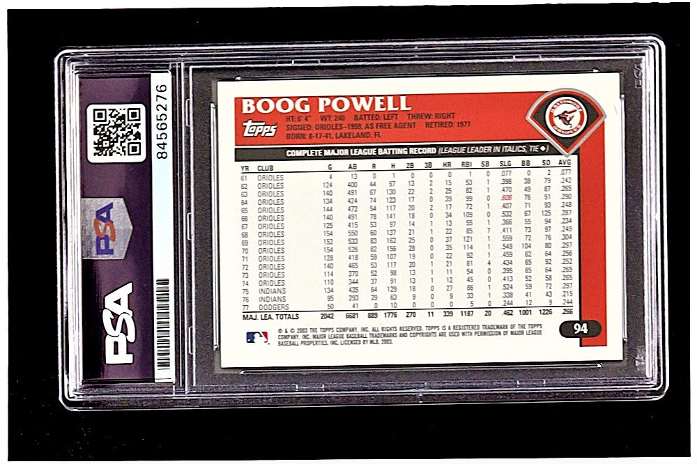 Boog Powell Signed 2003 Topps Retired Signature #94 (PSA)