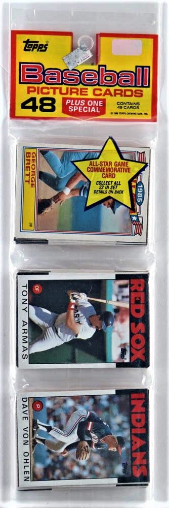 1986 Topps Baseball Picture Cards Rack Pack with (49) Cards