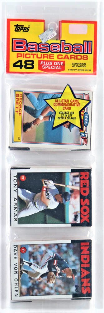 1986 Topps Baseball Picture Cards Rack Pack with (49) Cards