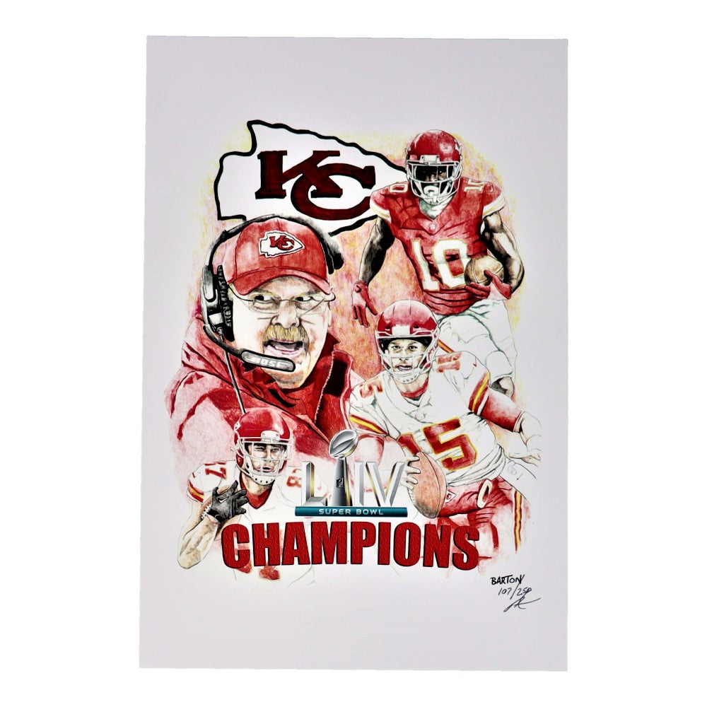 Chiefs - Super Bowl LIV Champions - Brian Barton Signed LE 12x18 Lithograph #/250 (PA)