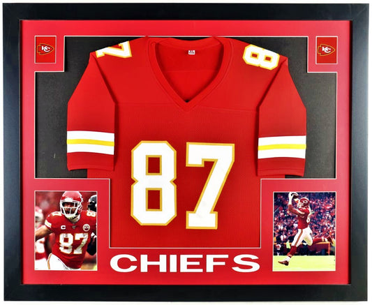 Travis Kelce Custom Framed Jersey Display