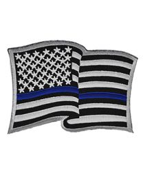 POLICE, BLUE LINE, FLAG,Wavy   (3-1/2")