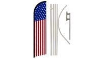 USA 50 Stars Windless Banner Flag & Pole Kit